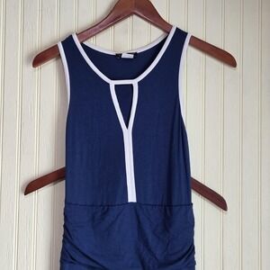 Venus Dress Womens XS Blue Sleeveless Keyhole Maxi Tank Jersey Casual Summer